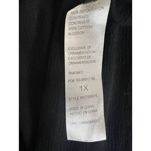 Democracy Black Tank Blouse 1X - Picture 6 of 7